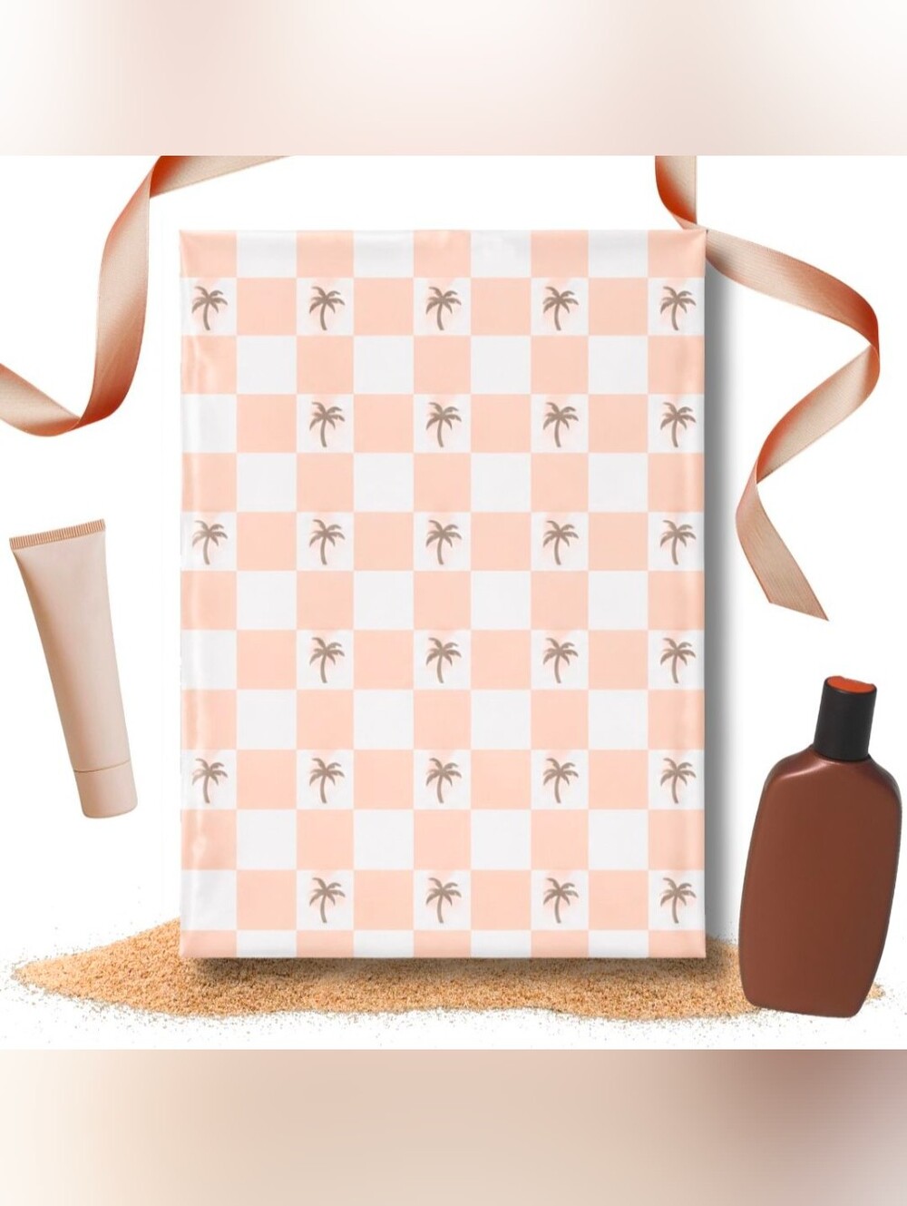 20 14.5X19 Palm Tree Checkerboard Poly Mailers Waterproof